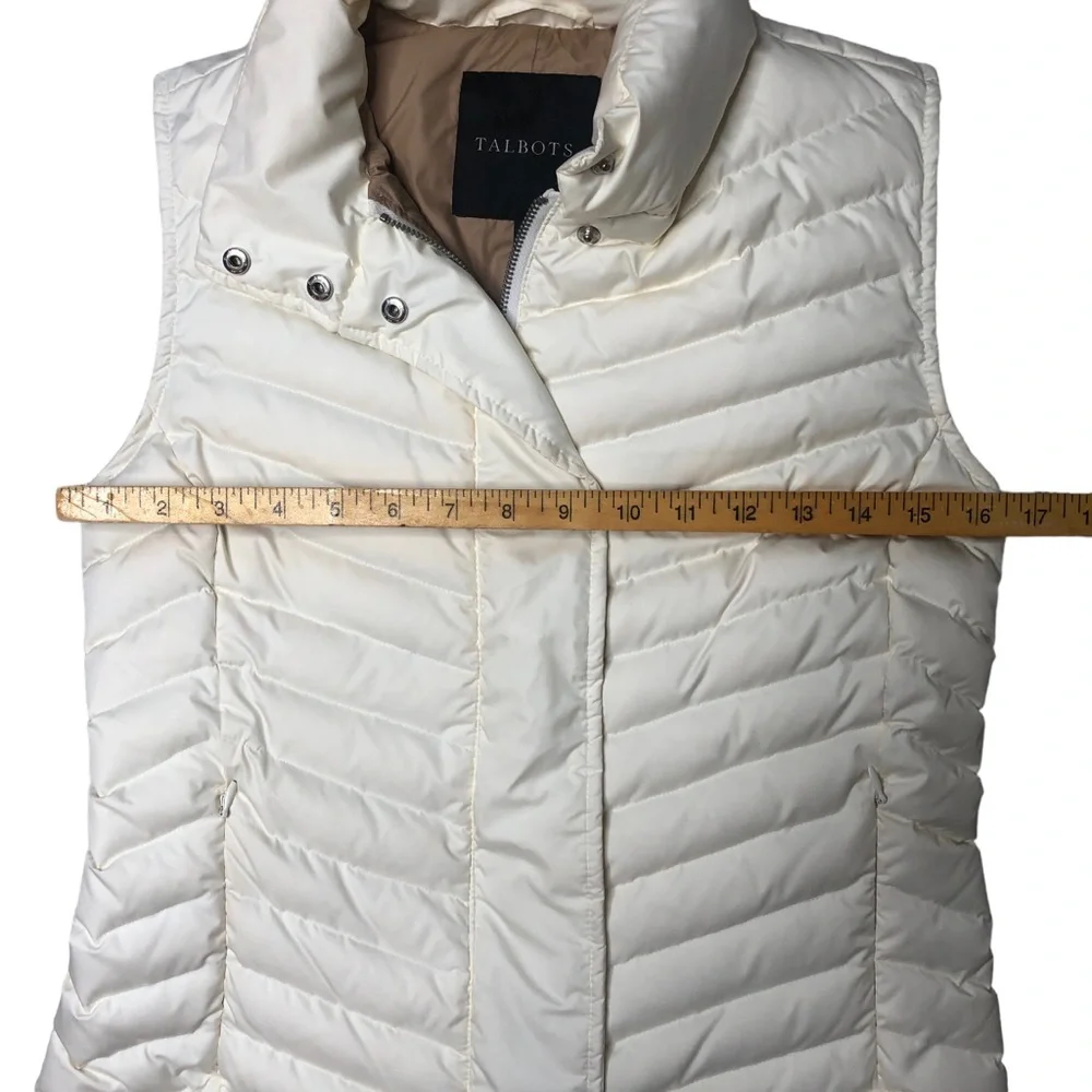 Talbots Puffer Vest Ivory Collar Extra Small